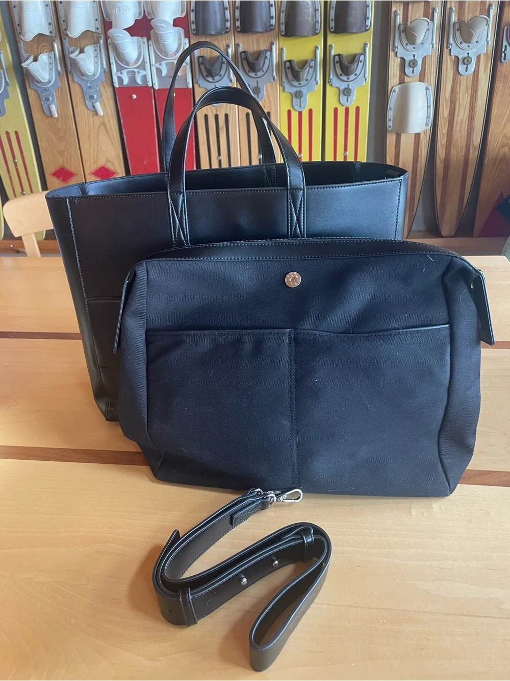 Black Tote Bag for Women Minimal Carryall